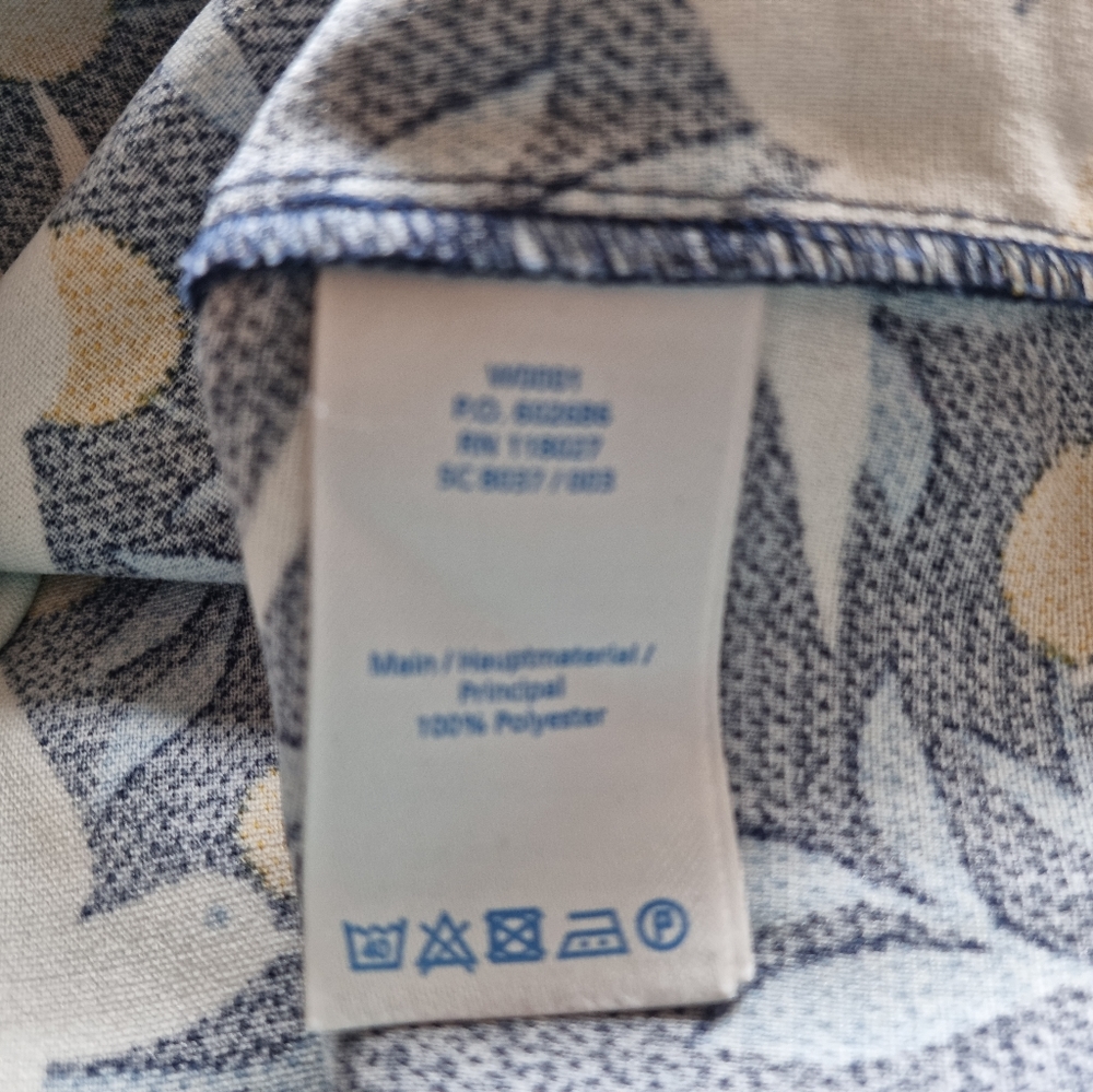 Boden ladies tunic top navy with white birds size 8 poly crepe fabric - Picture 6 of 6